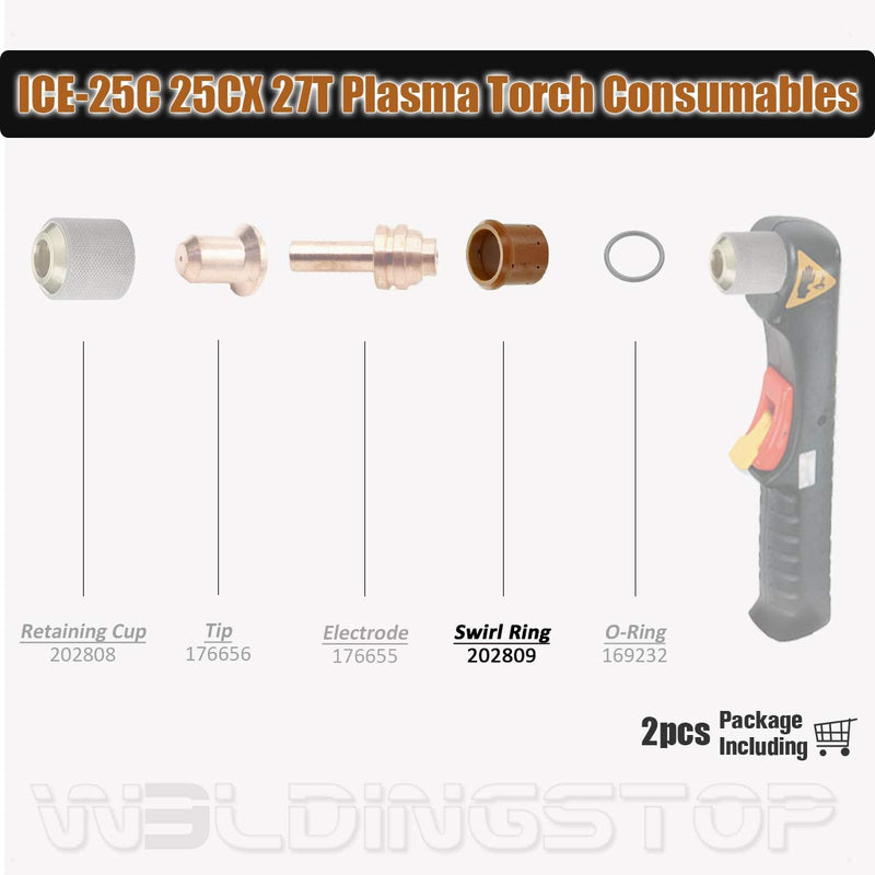 WeldingStop 202809 Swirl Ring fit for Miller Spectrum 375 X-treme Plasma Cutter ICE-25C ICE-27C Torch PKG-2 - NewNest Australia