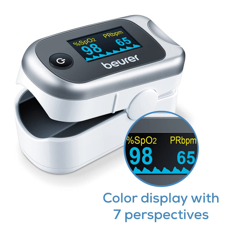 Beurer PO40 Pulse Oximeter | Measures heart rate, arterial oxygen saturation and perfusion index for those with medical conditions | Suitable for high-altitude sports | Medical device Grey - NewNest Australia