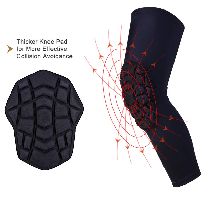 Knee Pads Compression Leg Sleeve Knee Sleeve for All Sports Wrestling Protector Gear, Youth & Adult Sizes, 1 Pair of Knee Paded Black_2 Pack Large - NewNest Australia