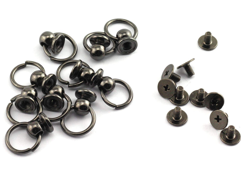 RuiLing 30pcs 8x6mm Screwback Round Head Rivet with Pull Ring Metal Handmade DIY Accessory Nail Heads Stud Leather Craft Screw Rivets Black - NewNest Australia