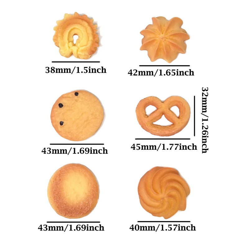 Honbay 12PCS Fake Cookies Artificial Biscuits Simulation Realistic Dessert Crackers Food for Home Kitchen Decoration Display Props Model (6 Style) - NewNest Australia
