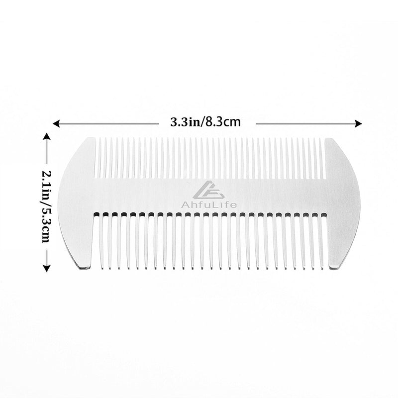 AhfuLife Metal Comb and Beard Comb EDC Comb in Credit Card Size Perfect for Wallet and Bag - Antistatic Beard Comb with Double Sided Comb (Stainless Steel Comb, Silvery) Silvery - NewNest Australia