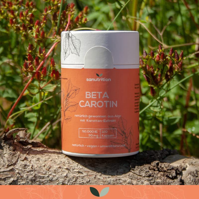 Beta carotene from algae 50,000 IU vitamin A per capsule | 120 capsules | High dosage | made from Dunaliella salina algae and carrot extract | good bioavailability and tolerability | Vegan - NewNest Australia