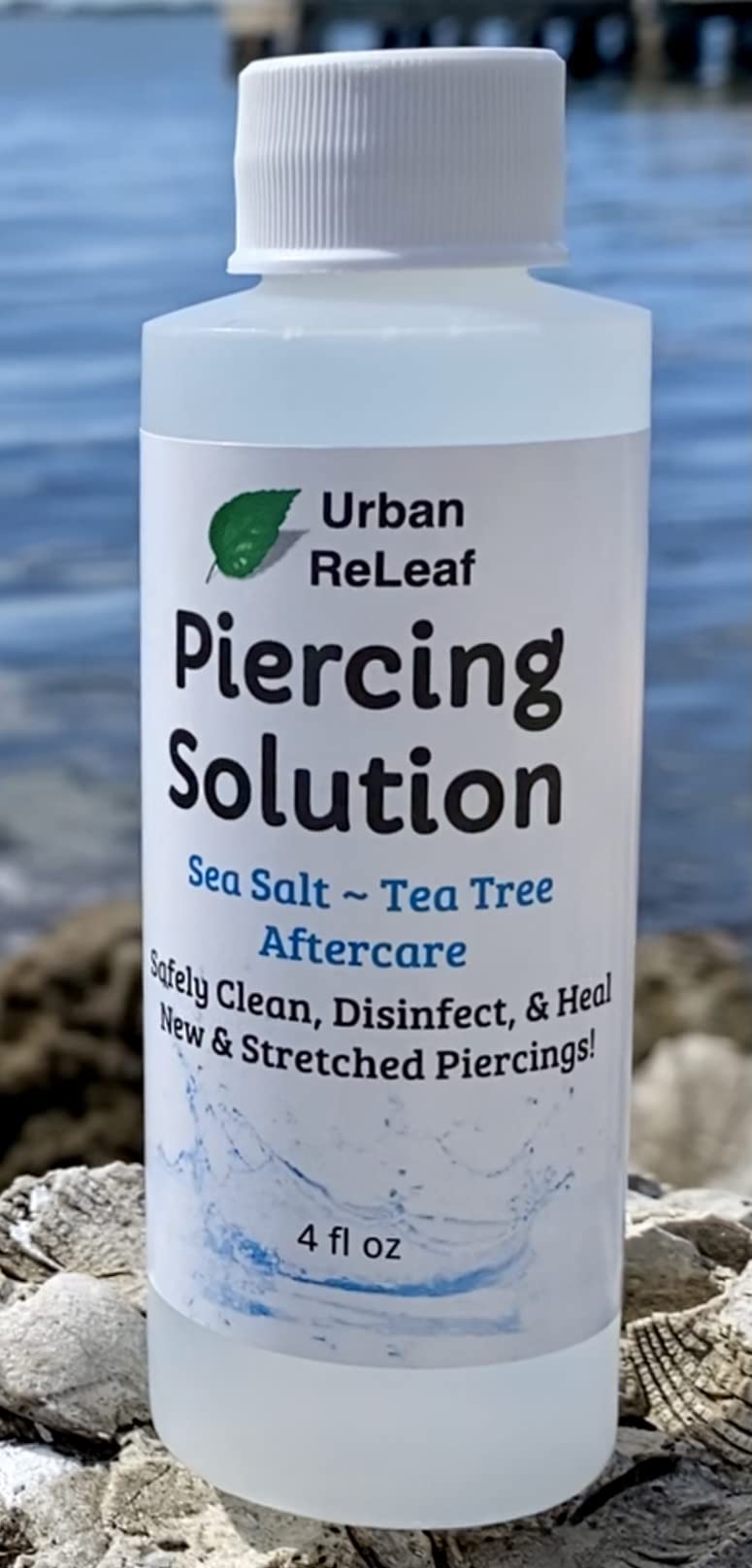 Urban ReLeaf Piercing Solution ! Healing Sea Salts & Tea Tree AFTERCARE 4 oz, Ready to use. Safely Clean, Disinfect & Heal New & Stretched Piercings. Gentle Effective Natural & Soothing. Works Fast - NewNest Australia