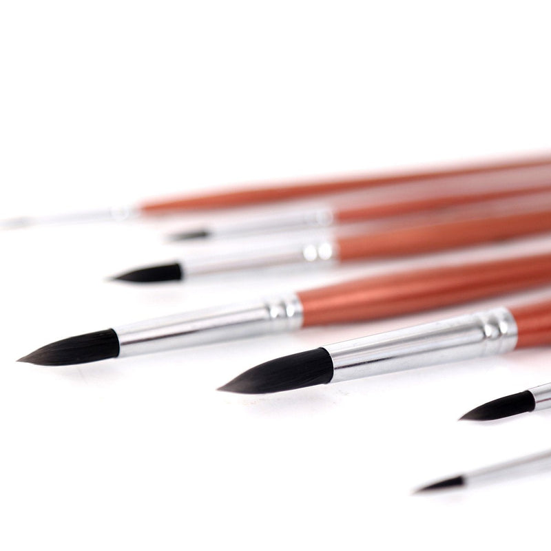 Transon Round Watercolor Detail Paint Brushes Goat Hair 8pcs for Watercolors,Acrylics,Inks,Gouache,Oil and Tempera - NewNest Australia