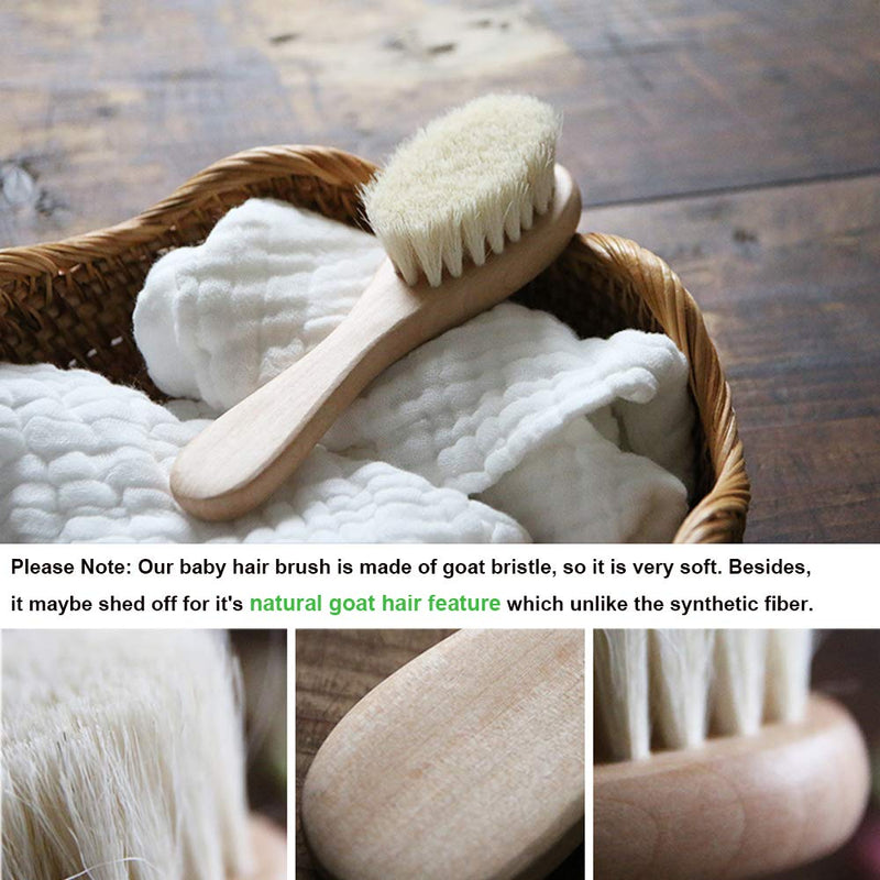 Baby Goat Hair Brush and Comb Set for Newborns & Toddlers Eco-Friendly Safe Brush for Cradle Cap Natural Wooden Comb Perfect Baby Shower and Registry Gift (Baby Hair Brush and Comb Set) Baby Hair Brush and Comb Set - NewNest Australia