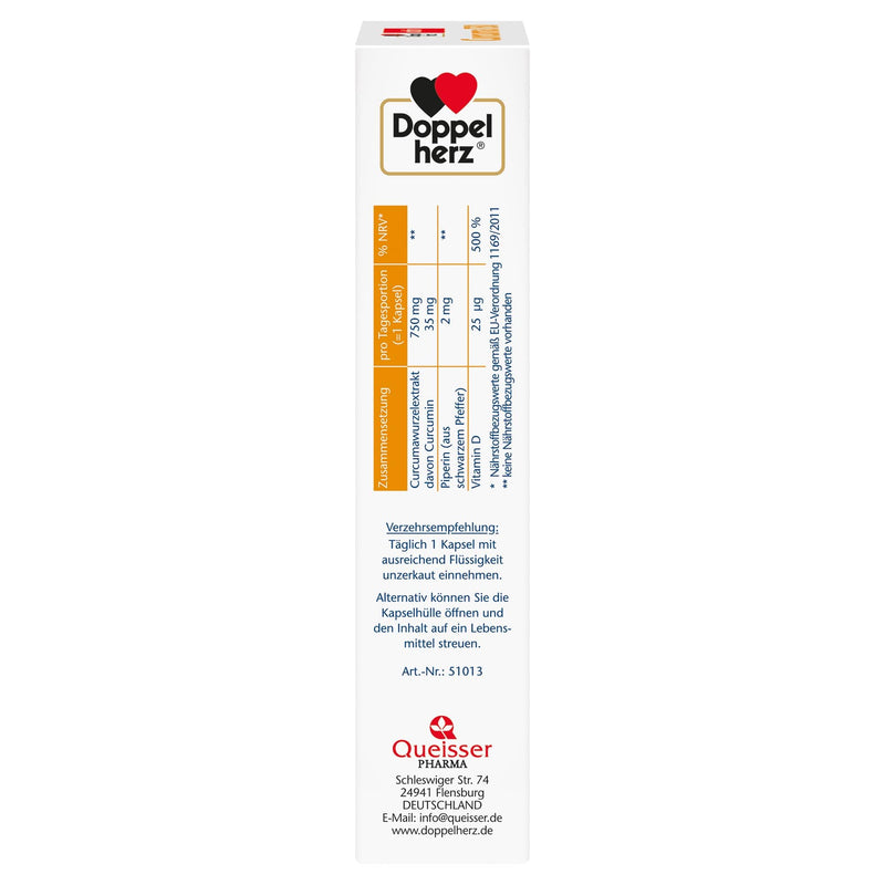 Doppelherz Curcuma 750 with Curcumin + Vitamin D3 1000 IU - Vitamin D supports the normal function of the immune system - 60 capsules 60 pieces (pack of 1) - NewNest Australia