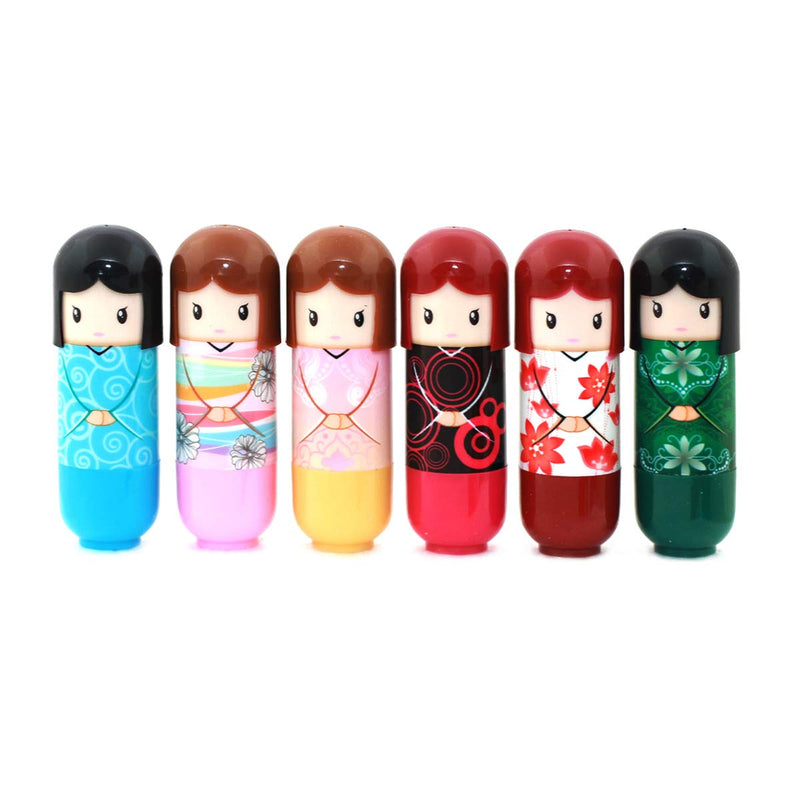 Lip Balm Doll Shaped 24 Lips Balms x 2.5 Grams, 6 Different Case Designs Display Box Wholesale Price (1 Box) 24 Lip Balms (1 Box) - NewNest Australia