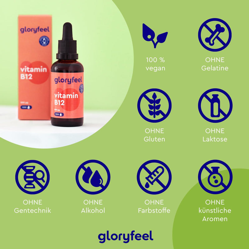 Vitamin B12-500 µg - 1250 drops (50ml) high dose - Both active forms methyl & adenosylcobalamin - Alcohol-free & vegan - Highly bioavailable Laboratory tested without additives Made in Germany - NewNest Australia