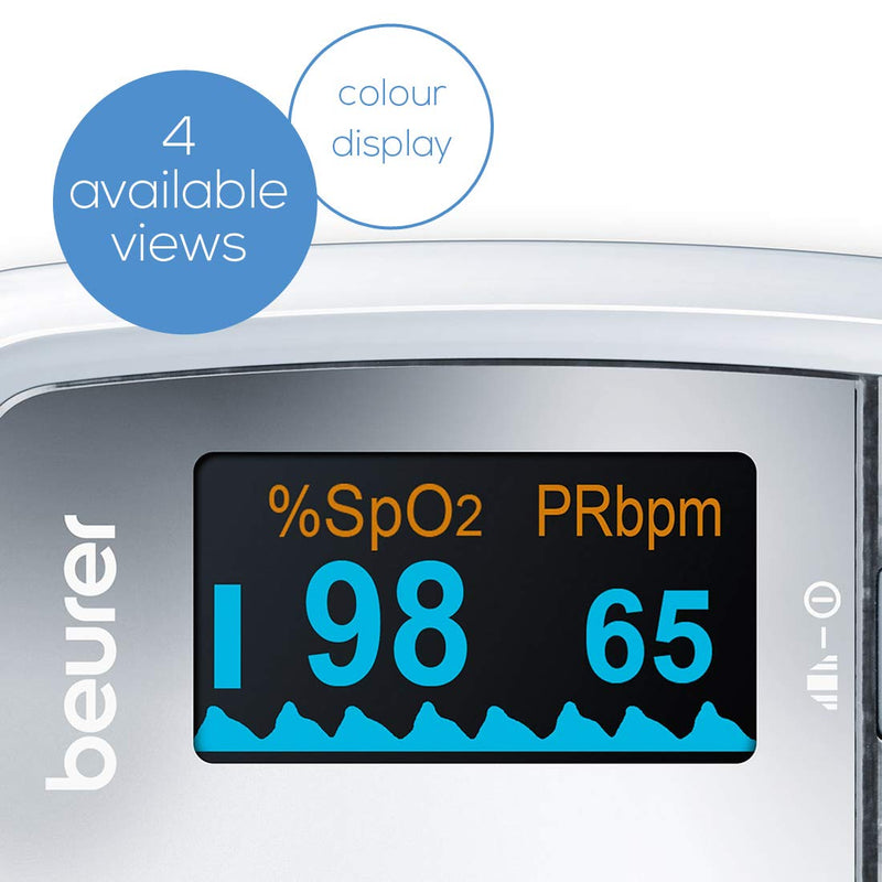 Beurer PO30 Pulse Oximeter | Determination of heart rate and arterial oxygen saturation for those with medical conditions | Suitable for high-altitude sports | Small and lightweight | Medical device Grey Single - NewNest Australia