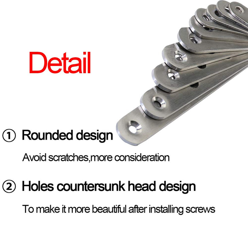 Boeray 10 pcs 156mm / 6.1" Length 6 Hole Stainless Steel Straight Corner Brackets Flat Fixing Mending Brace Plates with Fixing Screws 156mm-10pcs - NewNest Australia