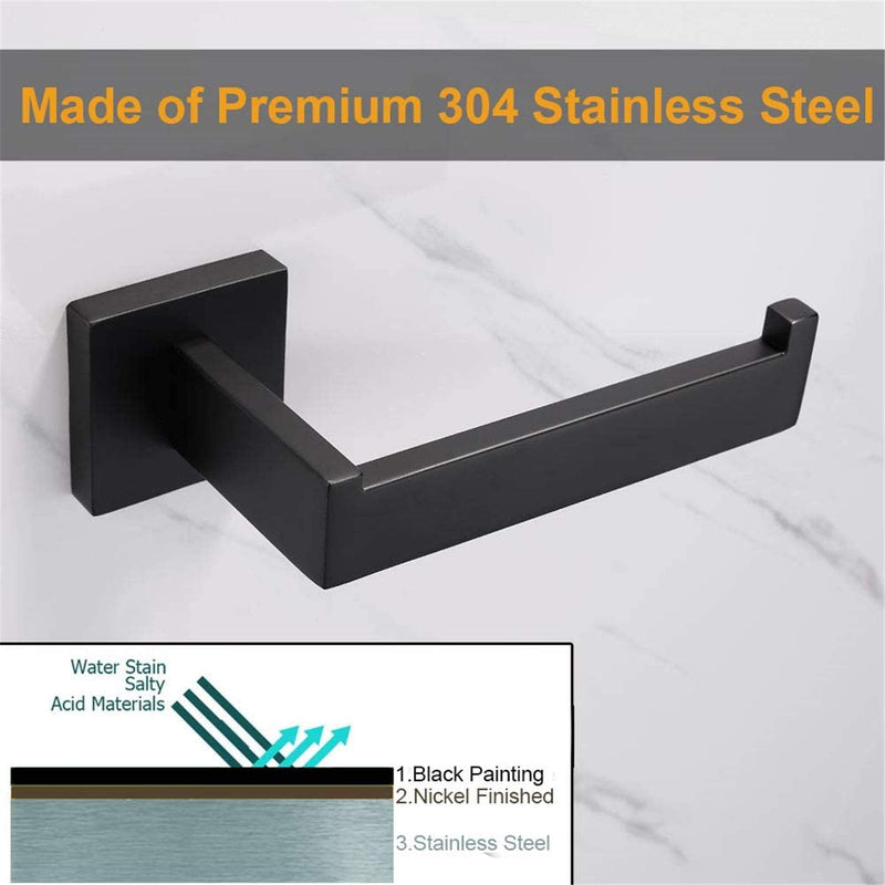 Nolimas Classic Paper Roll Holder Matte Black Wall Mounted SUS 304 Stainless Steel Bathroom Rust Proof Toilet Tissue Holder - NewNest Australia