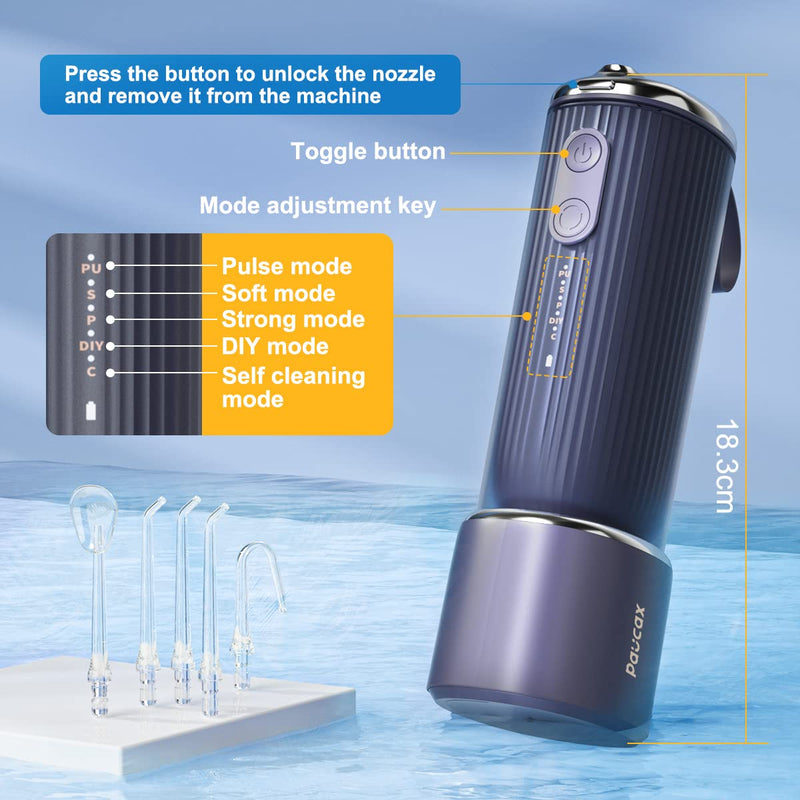 CARER SPARK oral irrigator with self-cleaning mode - portable oral irrigator for teeth cleaning with 4 modes and 5 pieces. IPX7 waterproof USB charging for travel and home use - NewNest Australia