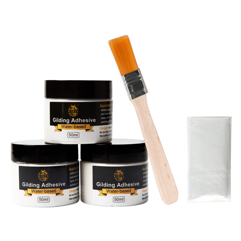 Gilding Adhesive, 50ml 3 Bottles for Gold Leaf Epoxy Resin Water Based Glue（Brush + Gloves as Gift) 150ml Glue - NewNest Australia
