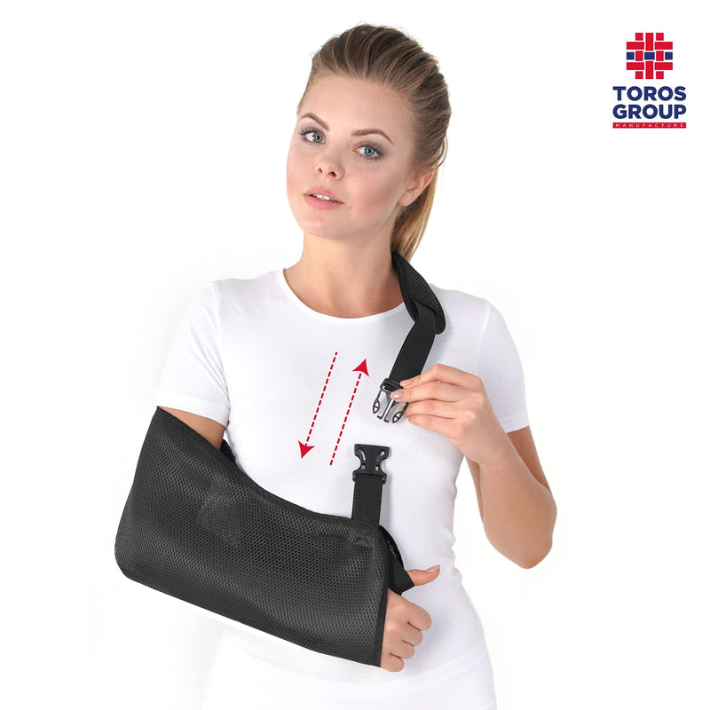 TOROS-GROUP Breathable Arm Sling with Soft Padded Shoulder Strap - Black - X-Small - NewNest Australia