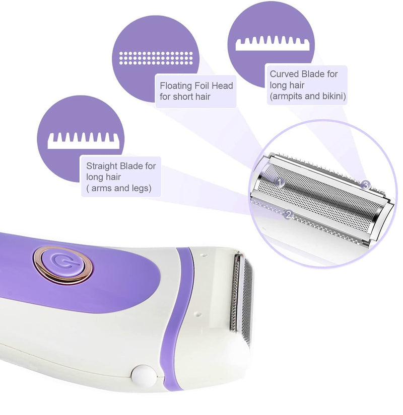 Lady Shaver for Women, Bikini Trimmer Electric Razor Women Rechargeable Body Hair Removal for Face, Lip, Arms, Legs, Underarms Wet Dry Use with LED Display (Purple) Purple - NewNest Australia