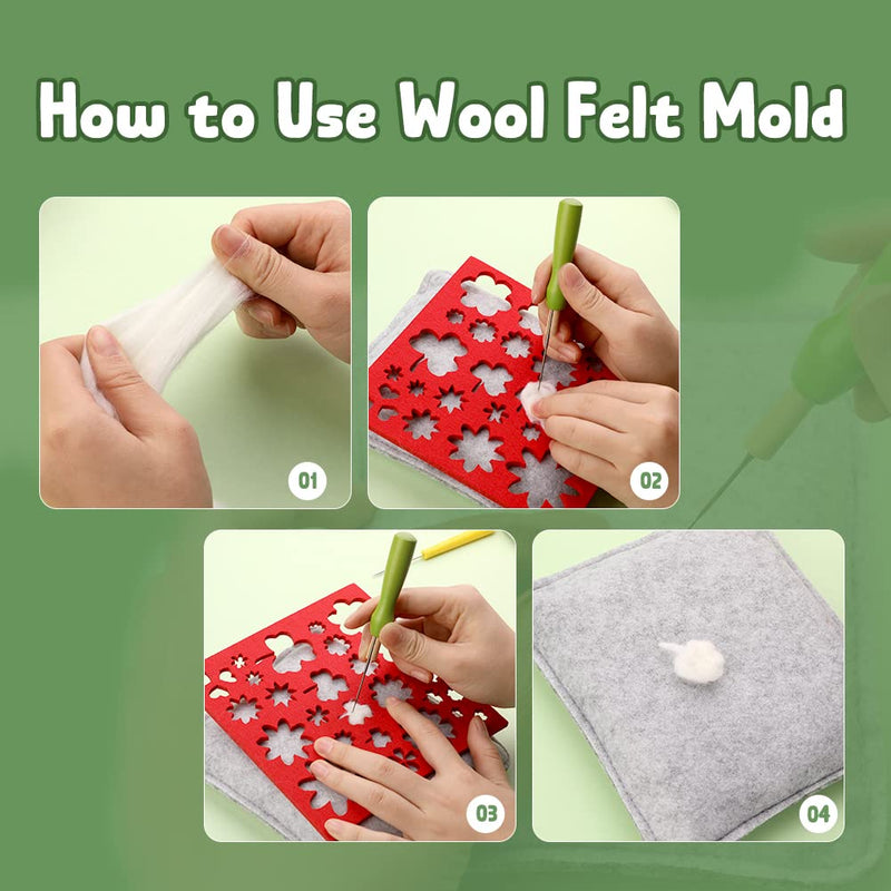 Needle Felting Kit with Exquisite Green Storage Bag, Wool Roving 50 Colors Set, Needle Felting Starter Kit, Needle Wool Felting Tools Kit, Wool Felt Tools for Felted Animal Needle Felting Supplies Medium - NewNest Australia