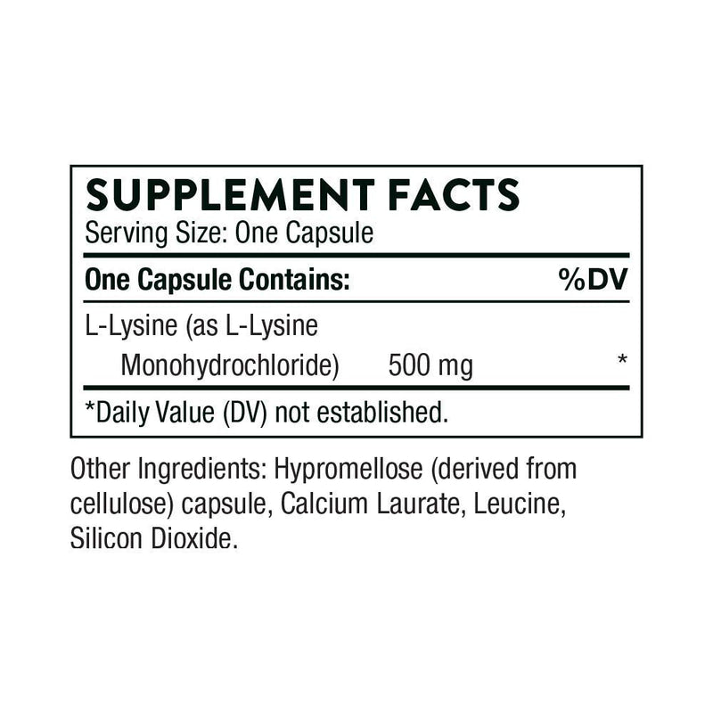 Thorne L-Lysine - 500mg Lysine - Essential Amino Acid - Supports Immune Function, Bone Health, Skin Integrity, Wound Healing and Collagen Formation - Gluten-Free, Soy-Free, Dairy-Free - 60 Capsules - NewNest Australia