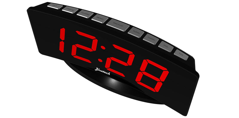 NewNest Australia - Curved LED Digital Alarm Clock, 2 Alarms, 2 USB Charging Ports, 7"x3.25"x2"- Bluetech Curved 