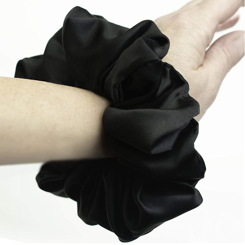 ILamourCar Black Scrunchies for Hair, Large Hair Scrunchies, Elastic Soft Hair Ties Scrunchy Hair Bands Ponytail Women Girls Lady Children (2xBlack) Black-1 - NewNest Australia