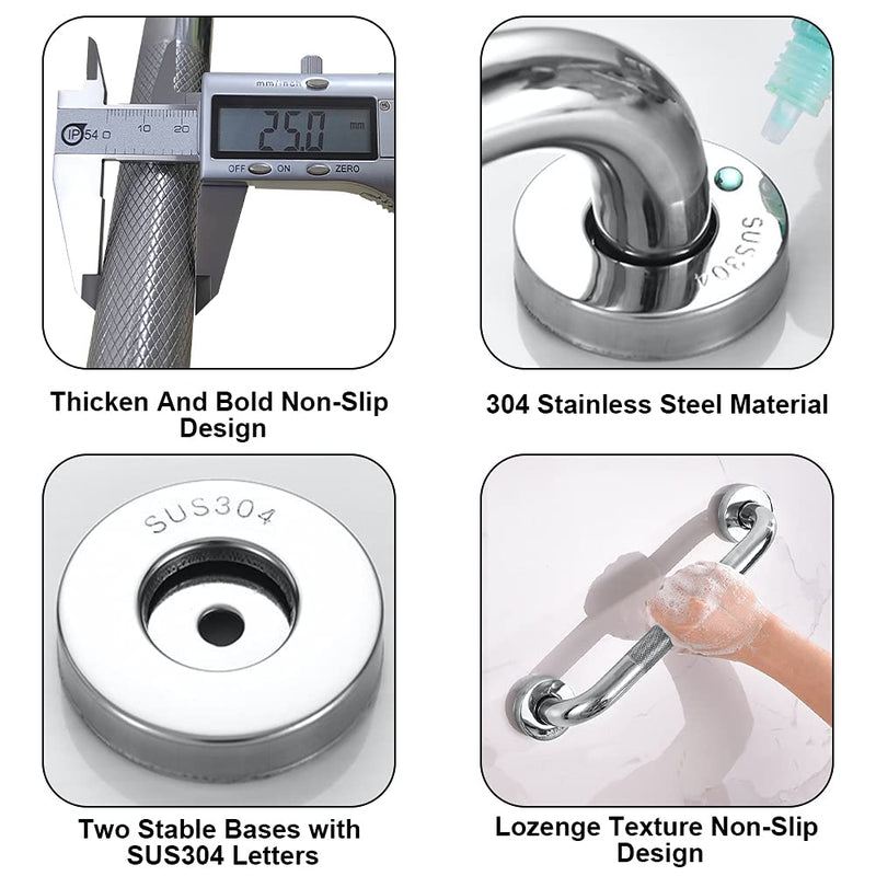 HONPHIER 2 Pack Grab Rails Bathroom Grab Bar Anti Slip Shower Handle SUS 304 Stainless Steel Towel Rails Safety Shower Handrails Support Rail, Elderly Senior Assist Bath Handle (16"/40CM) 16"/40CM - NewNest Australia