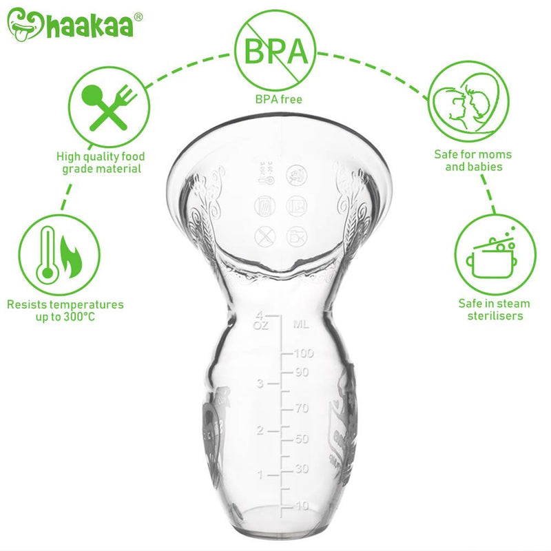 haakaa Silicone Breast Pump and Ladybug Breast Shells Combo for Breastfeeding Moms to Collect Breast Milk| Pumping and Nursing| Portable Breastmilk Catcher(pump-4oz/100ml,1pk; shell-2oz/75ml,1pk) 100ml Pump + 75ml Ladybug Collectorx1 - NewNest Australia