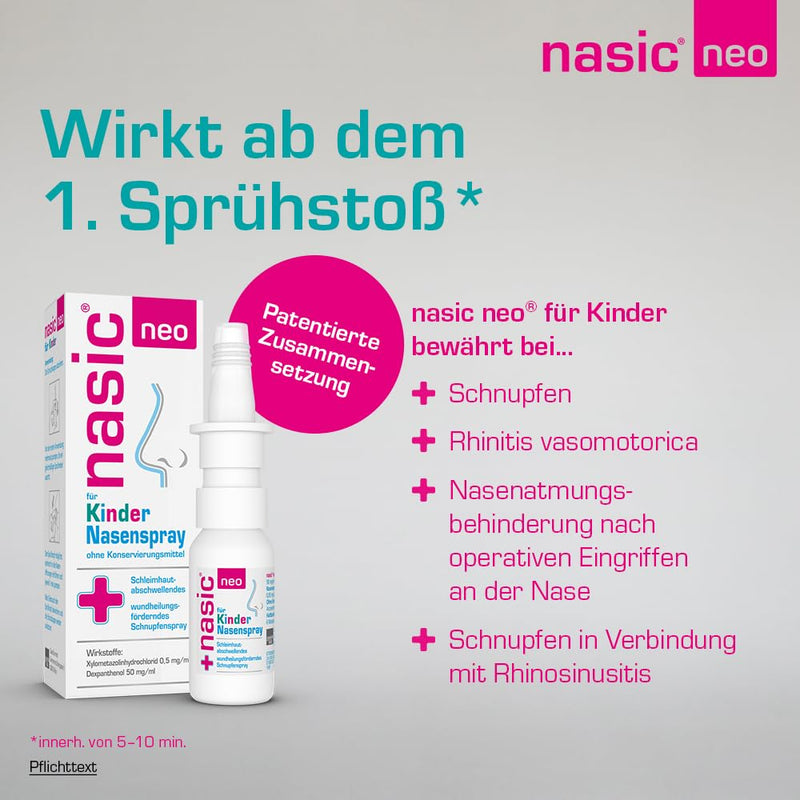 nasic neo for children nasal spray with the WirkPlus | Decongestant cold spray without preservatives for children aged 2 and over | With xylometazoline, dexpanthenol | 10ml - NewNest Australia