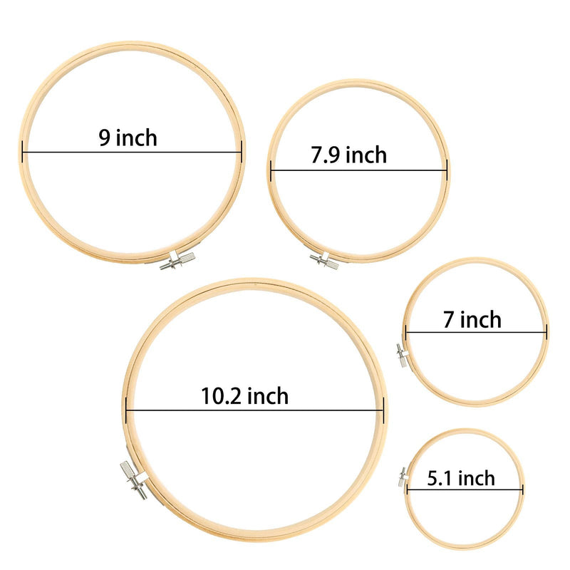 Similane 5 Pieces Embroidery Hoops Bamboo Circle Cross Stitch Hoop Ring 5 inch to 10 inch for Embroidery and Cross Stitch - NewNest Australia