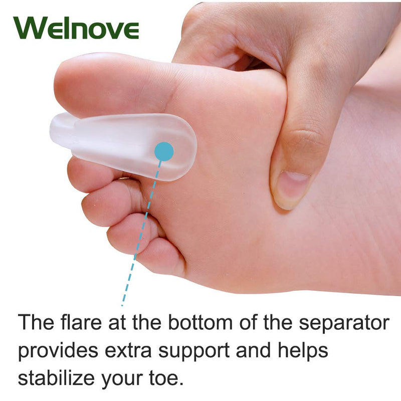 Welnove Toe Separators for Bunions - Gel Overlapping Toe Spacers - 10 Pieces - Flared Design Silica Gel Toe Straighteners, Bunion Corrector for Pain Relief ,Prevent Corns White-10 Toe Spacer - NewNest Australia