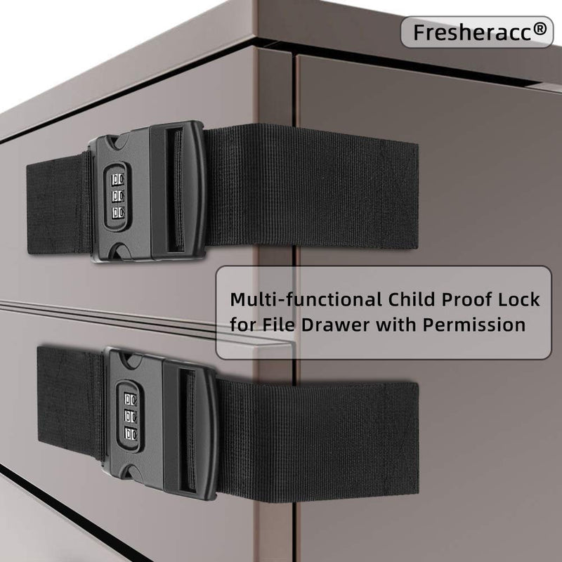 Child Baby Safety Strap Lock Latch for Fridge Refrigerator Freezer Cabinet Drawer RV Oven, (2 Packs) 1000 Combination Reusable Toddler Kids Proof Door Safe Locks Easy to Install No Damage (Black) Black - NewNest Australia