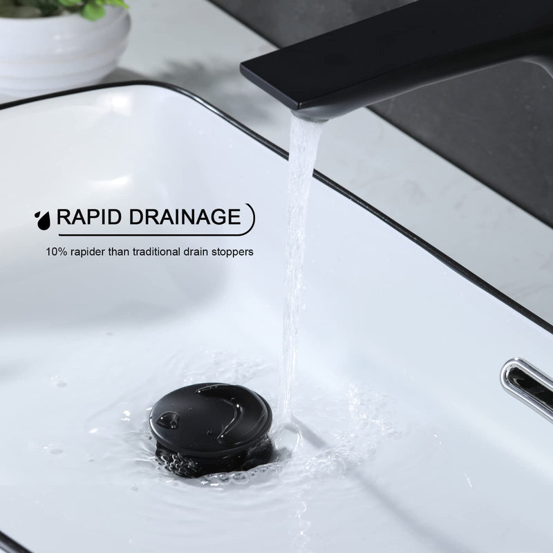 Bathroom Sink Drain, Pop Up Drain Stopper with Overflow, Lavatory Vanity Vessel Sink Drain Assembly, Matte Black - NewNest Australia