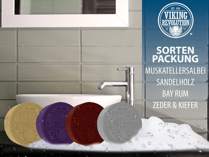 Viking Revolution shaving soap for men - shaving soap for use with shaving brush & bowl for a gentle wet shave, shaving soap, shaving soap set - pack of 4, 70 g each - NewNest Australia