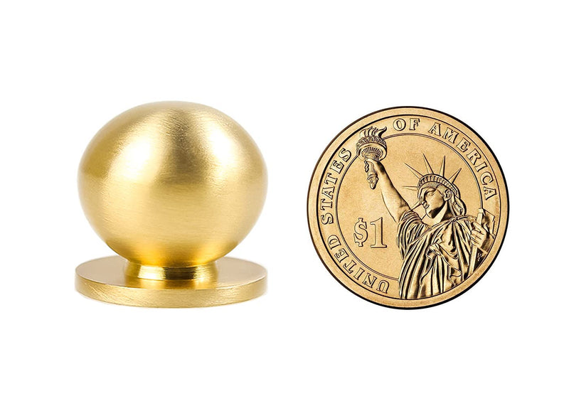 RZDEAL 4pcs 1"x1-1/16"(25mmx27mm) Diameter Round Solid Brass Pulls Antique Cabinet Drawer Small Handles Modern Round Gold Handles Knobs 1"x1-1/16"/25mmx27mm - NewNest Australia