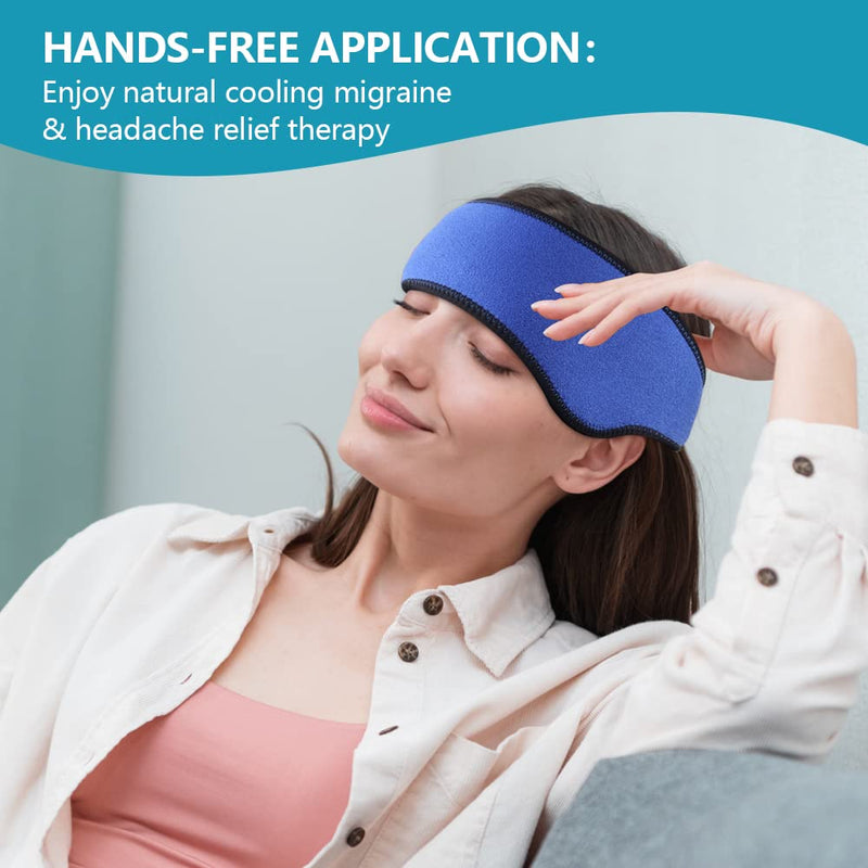 Hilph® Migraine Ice Head Wrap Headache Ice Pack, Gel Cold Pack Head Ice Pack Wrap Headband Cold Therapy for Headache, Occipital Neuralgia, Chemo Surgery, Itching - 29.5"x 3.5" - NewNest Australia