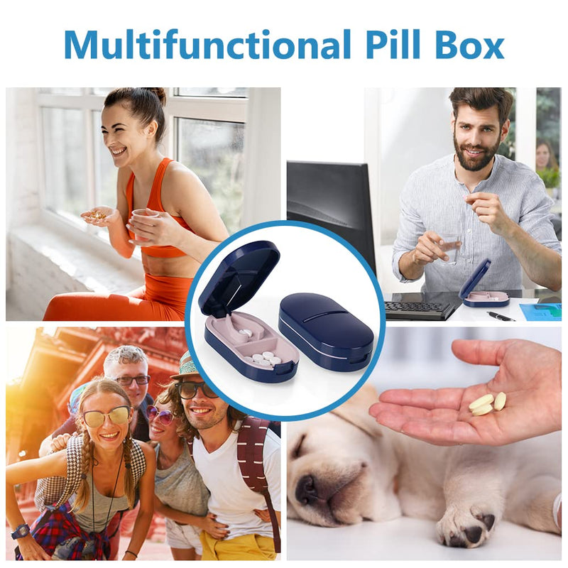 ACWOO Small Pill Tablet Cutter, Portable Pill Splitter for Small and Large Pills Cut in Half Quarter, Cutting & Storage 2 in 1 Tablet Pill Dispenser per Elderly, Child, Dog, Cat, Pet, Travel (B) - NewNest Australia