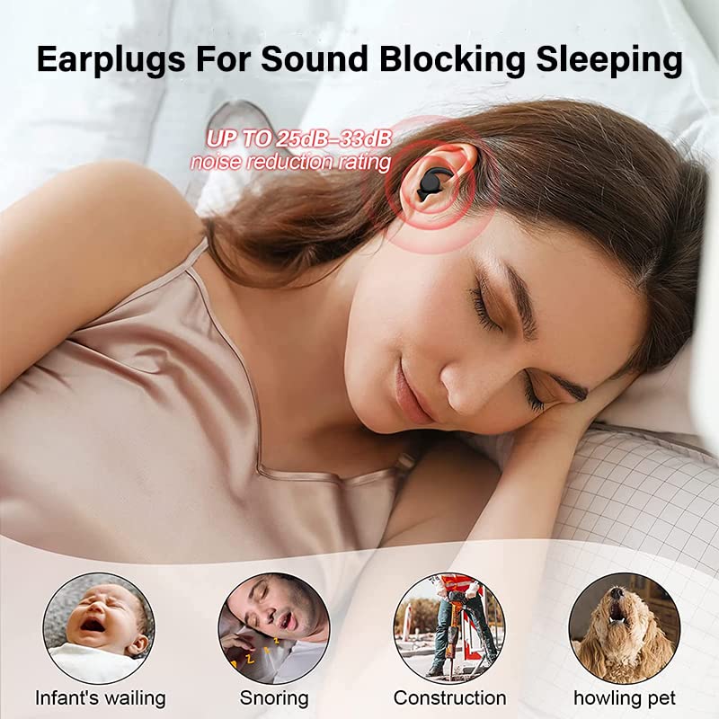Earplugs Noise Cancelling Ear Plugs for Sleep,2 Pairs Silicone Reusable Earplugs Noise Reduction Earbuds for Snoring Concert Study Motorcycle Work Flying Travel Essentials Black - NewNest Australia