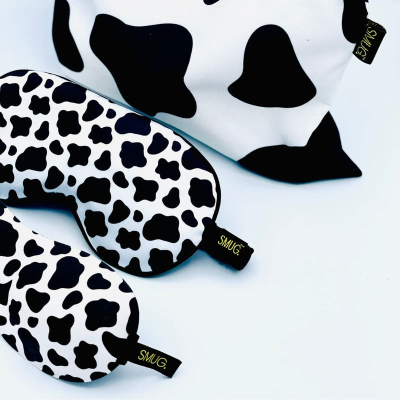 SMUG 100% Blackout Sleep & Eye Mask | Eyelash Extension Friendly | Eye Masks for Sleeping | Sleep Masks for Women & Men | Straps for Dream Comfort & Adjustability | Cow - NewNest Australia