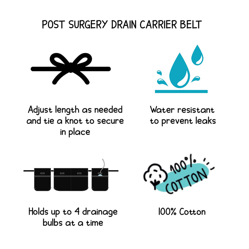 Mastectomy & Post Surgery Drain Carrier Belt & Shower Holder (Two Pack Black/Navy) Black / Navy - NewNest Australia