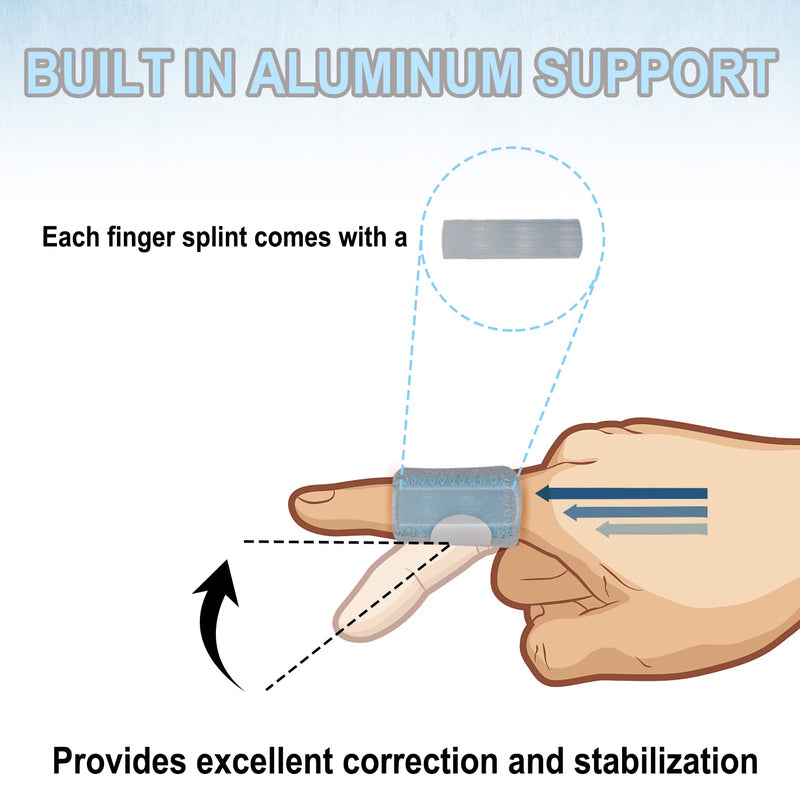 Lyhurk Pack Of 5 Finger Splint, Finger Bandage Stacking Splint Splint Finger Orthosis For Immobilization Snap Finger Capsule Tear Suitable For Index Finger, Middle Finger, Ring Finger, Small Finger - NewNest Australia