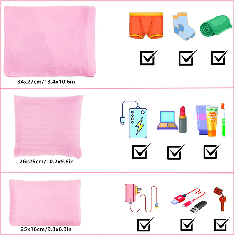 GUIFIER 6 Pack Packing Cubes Laundry Pouch, Travel Luggage Packing Organisers Bags, Luggage Storage Organiser, Travel Organizer Storage Bags, Travel Cubes Compression for Suitcases Backpack (Pink) Pink - NewNest Australia