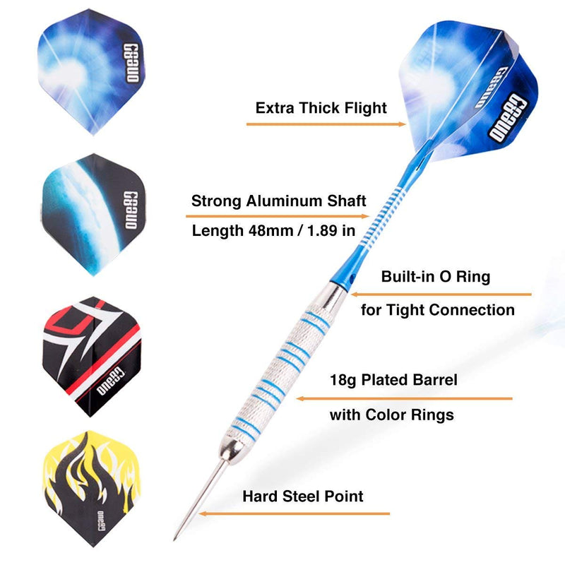 ONE80 Professional Steel Tip Darts Set in 12 Pack with Extra Flights and Shafts Steel Barrel - NewNest Australia