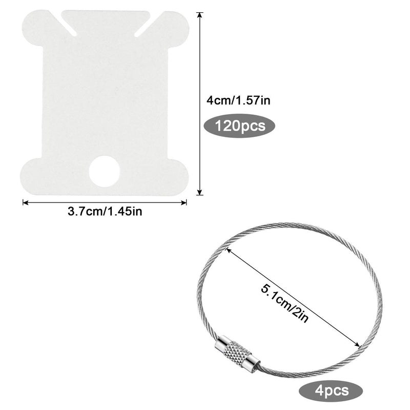 120 Pieces Plastic Floss Bobbins Thread Cards with Floss Twister and 4 Pieces Floss Bobbin Rings for Craft DIY Embroidery Sewing Storage - NewNest Australia