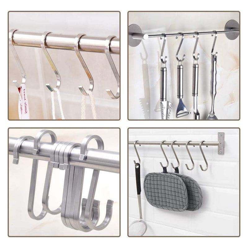 NewNest Australia - uxcell Stainless Steel S Hooks 3 inches Flat S Shaped Hook Hangers for Kitchen Bathroom Bedroom Storage Room Office Outdoor Multiple Uses 4pcs 