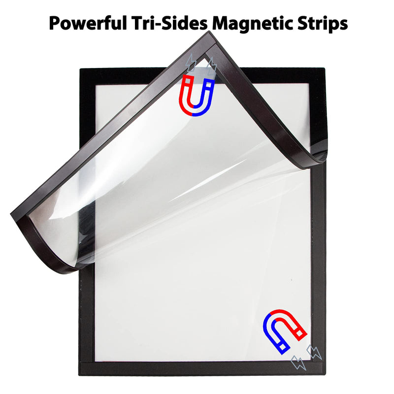 JIUYE 8.5 x 11 Magnetic Sign Holder,Plastic Display Frame with Strong Magentic Border & Self-Adhesive Backing,Wall Mount Magnetic Paper Poster Picture Notice Frame for Office Store Home (Black,2 Piece) 8.5"x11" 2Pcs Black - NewNest Australia