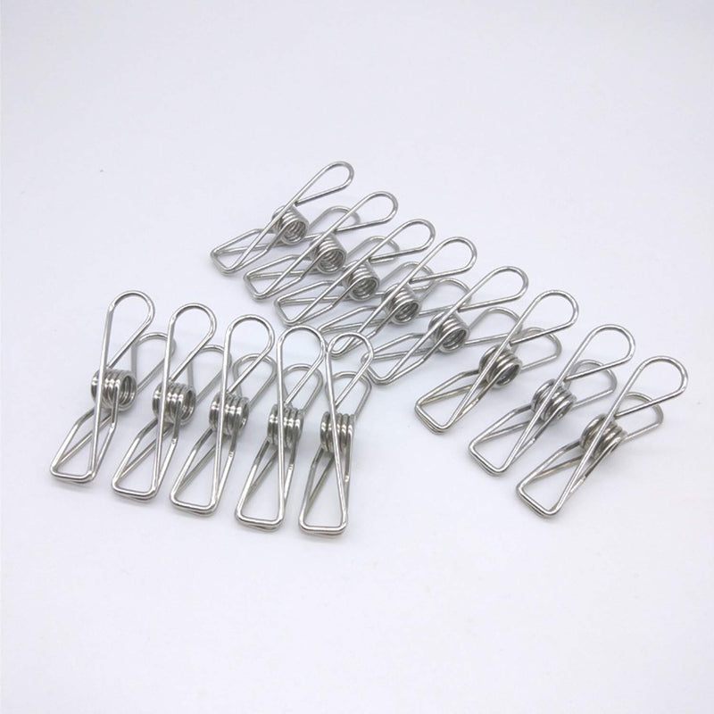 NewNest Australia - FGen 50pcs Mini Clip 1.7-inch Stainless Steel, Clothesline, Bag Seal, Paper Clip, Clip Socks, Etc. 