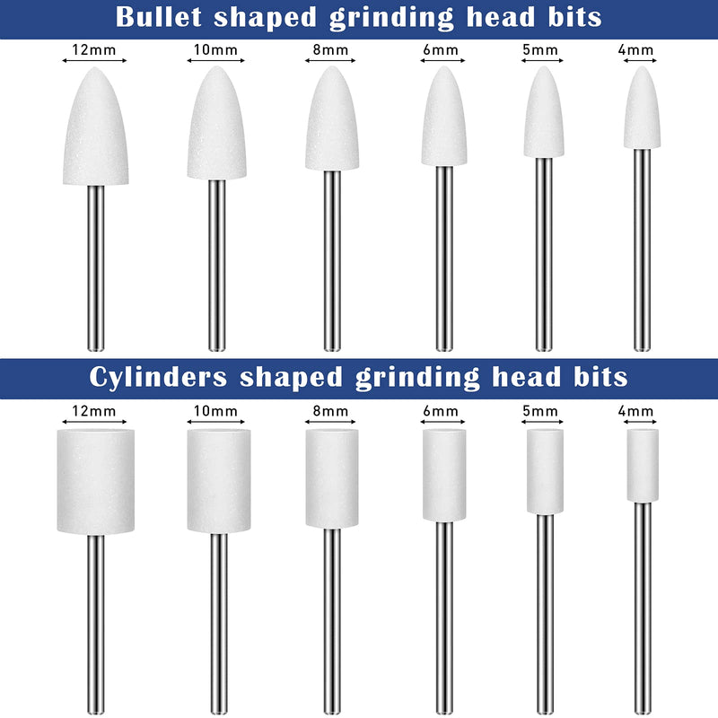 36 Pieces Shank Abrasive Mounted Stone Grinding Wheel Head Mounted Points Abrasive Stone Heads Set Grinding Wheel Bits with Plastic Box for Rotary Tool 1/8 Inch Shank 3 Colors 2 Shapes 6 Sizes - NewNest Australia