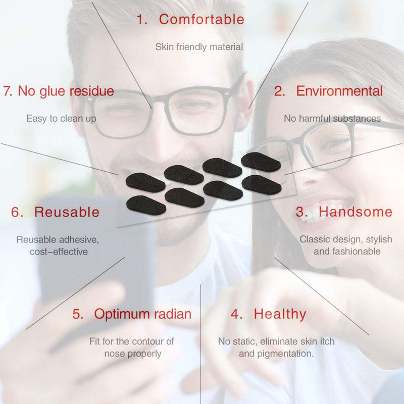 Soft Foam Nose Pads Self Adhesive Non-Slip Eyeglass Nose Pads, Thin Nosepads for Eyeglasses Sunglasses Glasses,12Pairs,1.0MM Black 1.0mm/Black Color - NewNest Australia