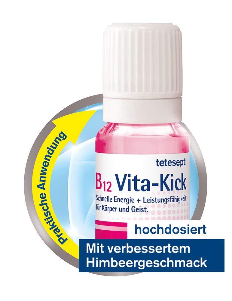 Tetesept B12 Vita-Kick Drinking Pads - Nutritional Supplements For Fast Energy & Performance - Vitamin B12 Ampoules With Protein Building Blocks - Monthly Pack Of 28 Drinking Walls - NewNest Australia