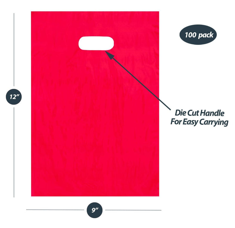 9x12 Red Die Cut Handle Plastic Shopping Bags 100/cs … 9x12 Inch (Pack of 100) - NewNest Australia