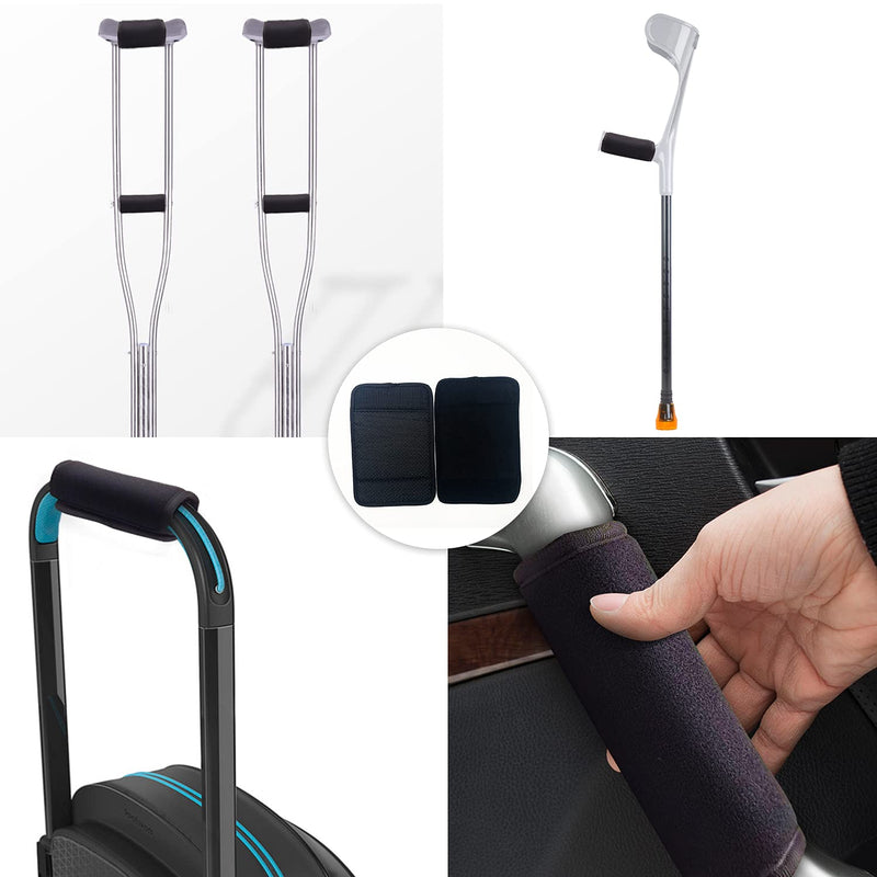 Padded Walker Hand Grips (2 Pack), Soft Comfortable Cushion Rollator Handle Covers Walker Grip Pads for Walker Rollator Crutch Wheelchair Luggage, Non-Slip Breathable Mobility Accessory, Black - NewNest Australia